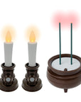 LEDろうそく&LED線香セット 火を使わないロウソク 電池式 蝋燭 仏壇用