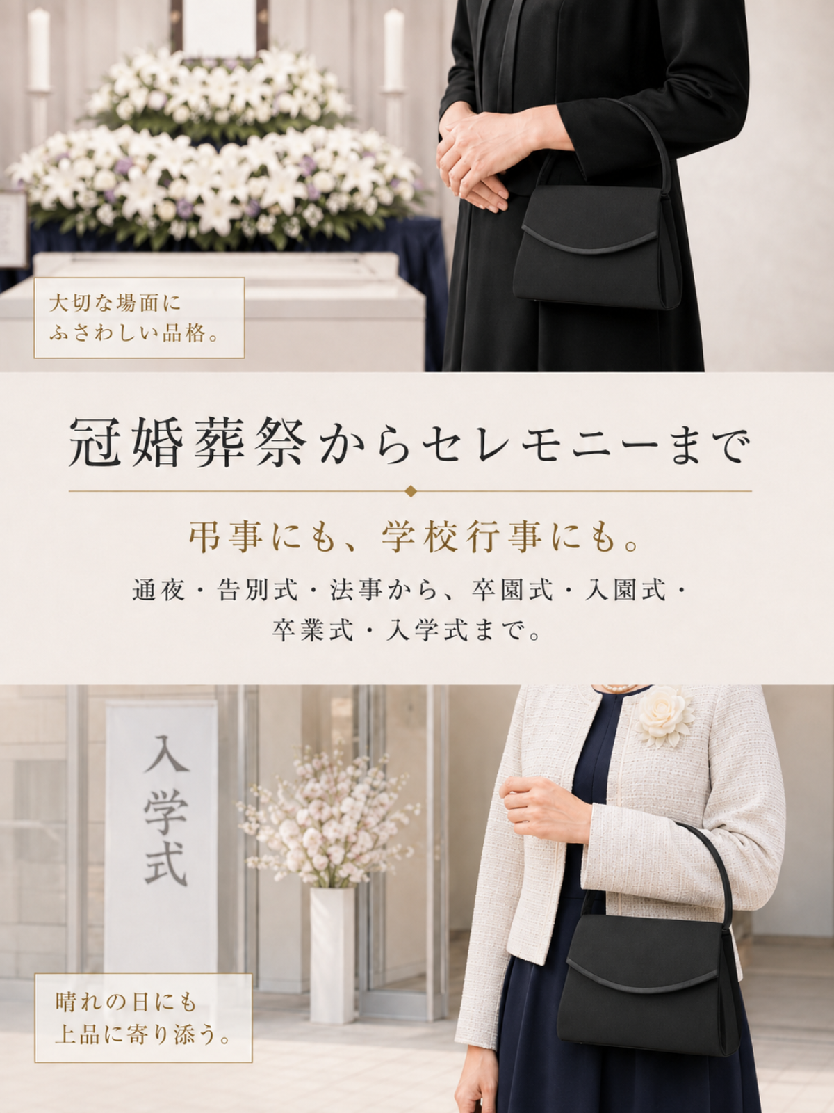 （黒耀花 ゆとりサイズ） フォーマルバッグ 黒 冠婚葬祭 喪服 葬儀用 レディース 軽量 大きめ 500mlペットボトルが入る セレモニー 卒業式 入園式 卒園式