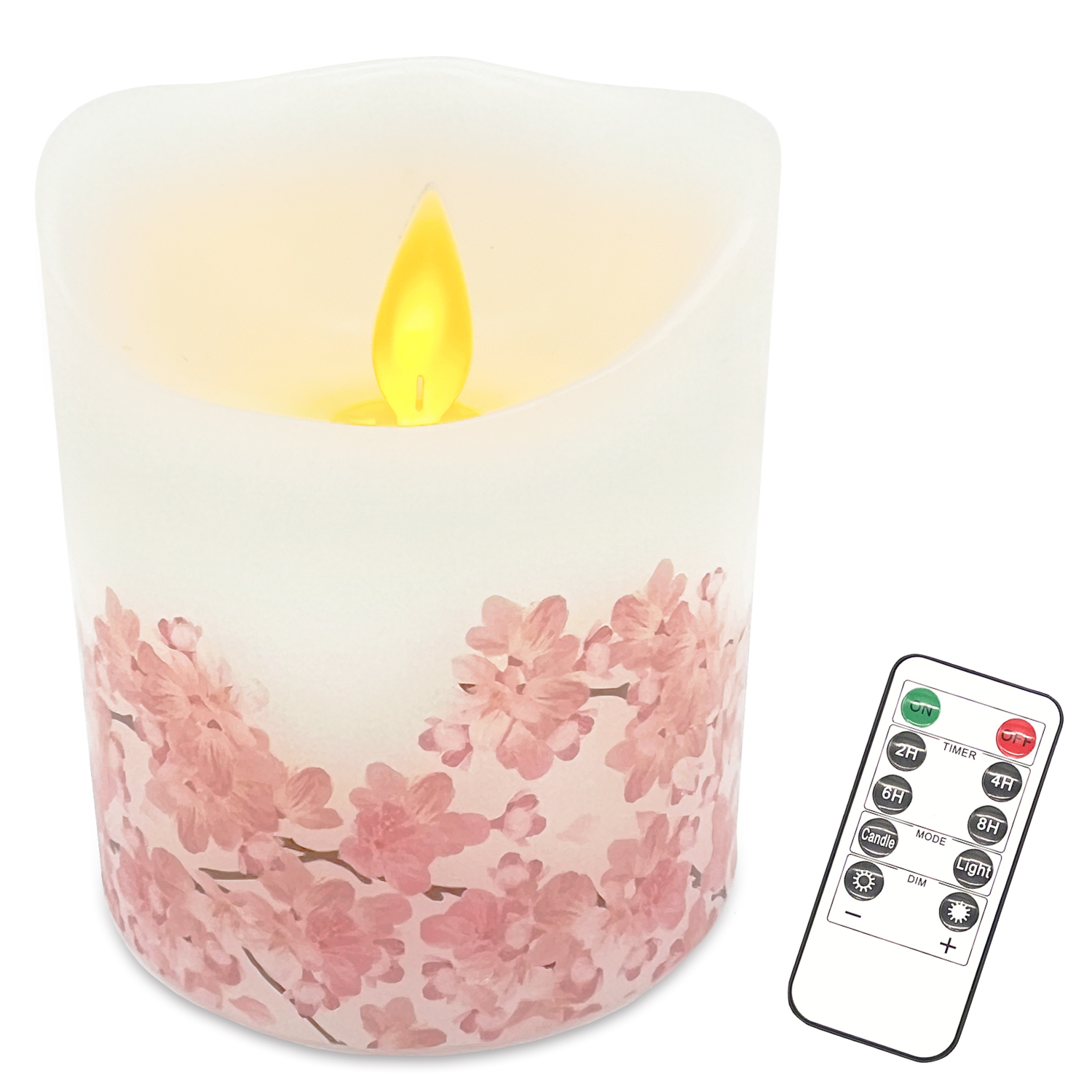 ゆらぐLEDろうそく  キャンドル 電池式 LEDロウソク 蝋燭 仏壇用  リモコンセット 桜