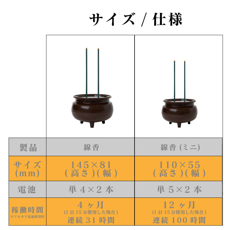 LED線香 火を使わない電池式 仏壇用 ミニ