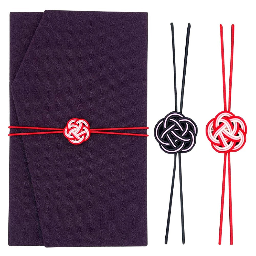 ふくさ 【京都老舗が制作】 慶弔両用 ちりめん 結婚式 お葬式 袱紗 祝儀袋 紫 冠婚葬祭マナーBOOK付 梅結び